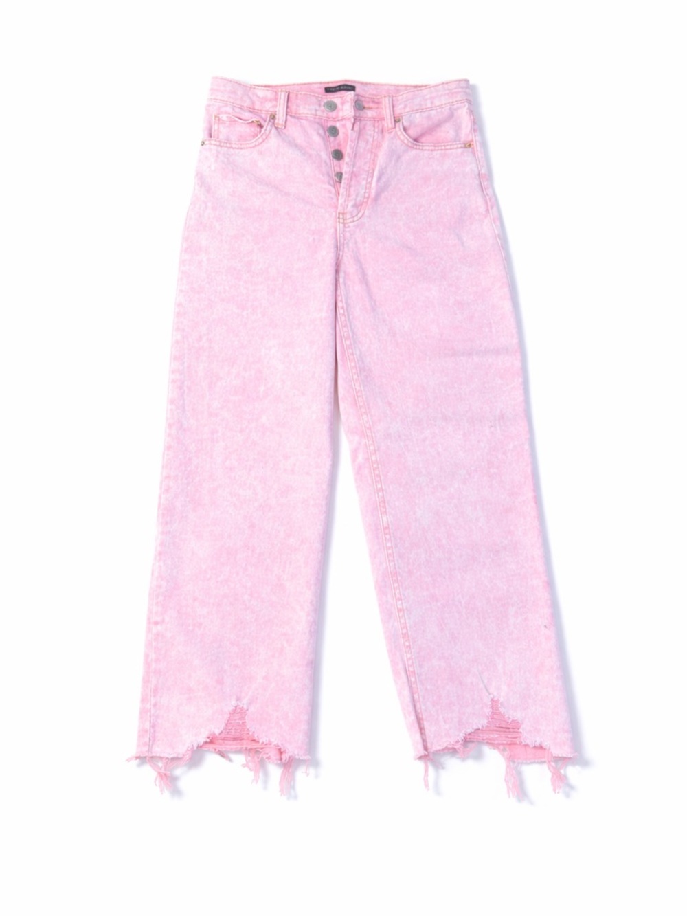 wild fable Soft Pink High-Rise Wide-Leg Jeans with Distressed Hem